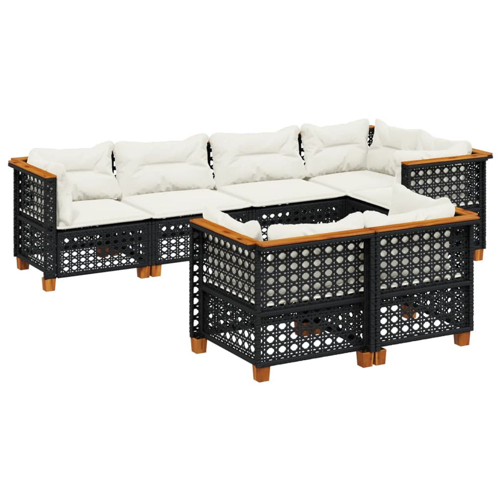 Set Canapele De Grădină Cu Perne, 7 Piese, , Poliratan