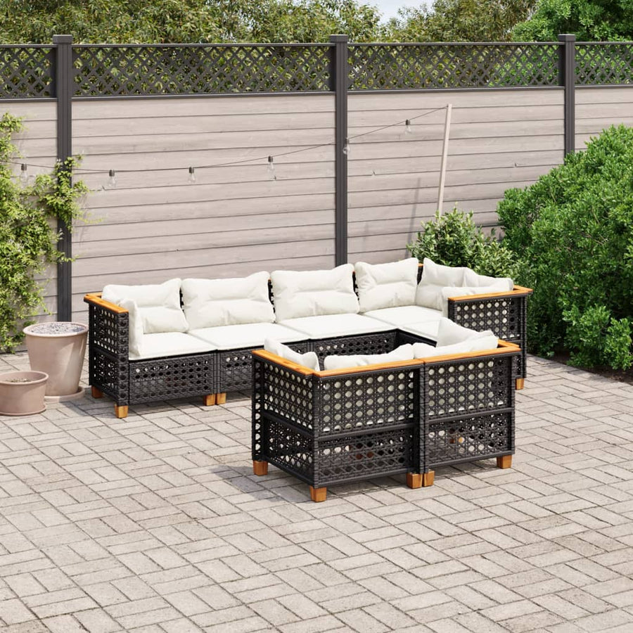 Set Canapele De Grădină Cu Perne, 7 Piese, , Poliratan