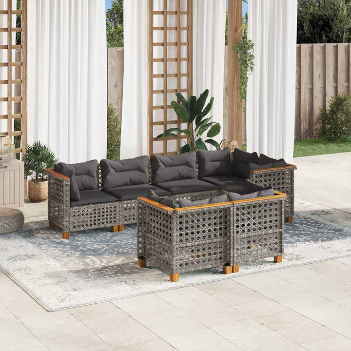 Set Canapele De Grădină Cu Perne, 7 Piese, , Poliratan