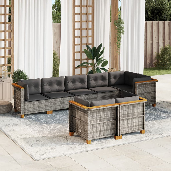 Set Mobilier De Grădină Cu Perne, 8 Piese, , Poliratan