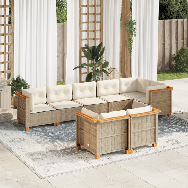 Set Mobilier De Grădină Cu Perne, 8 Piese, , Poliratan