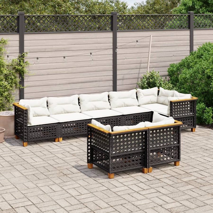 Set Mobilier De Grădină Cu Perne, 8 Piese, , Poliratan