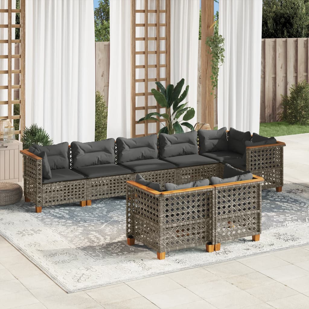 Set Mobilier De Grădină Cu Perne, 8 Piese, , Poliratan