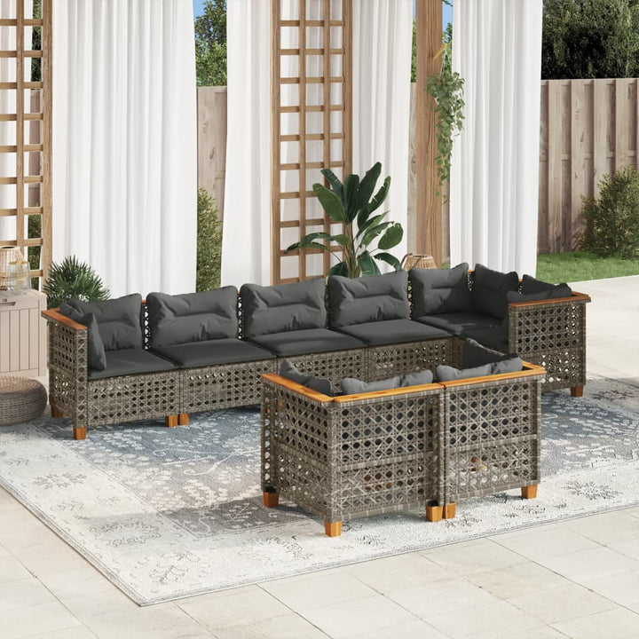 Set Mobilier De Grădină Cu Perne, 8 Piese, , Poliratan