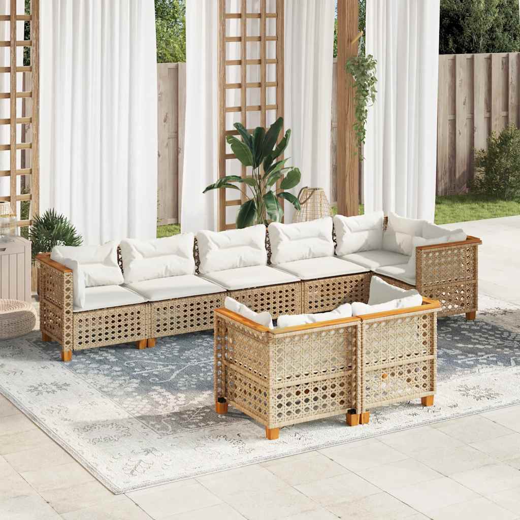 Set Mobilier De Grădină Cu Perne, 8 Piese, , Poliratan