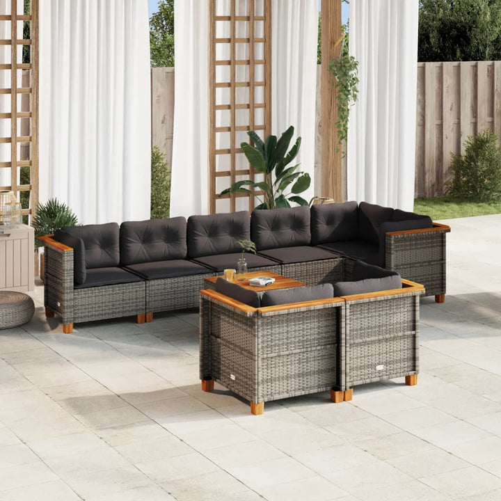Set Mobilier De Grădină Cu Perne, 8 Piese, , Poliratan