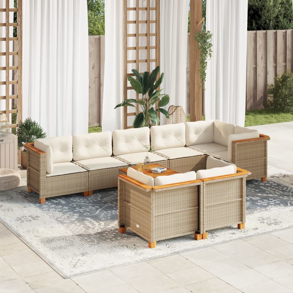 Set Mobilier De Grădină Cu Perne, 8 Piese, , Poliratan
