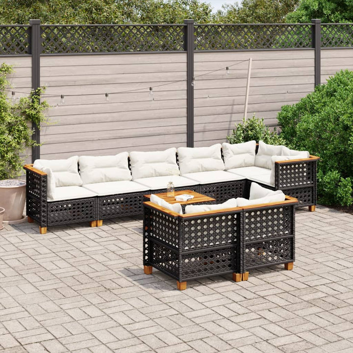 Set Mobilier De Grădină Cu Perne, 8 Piese, , Poliratan