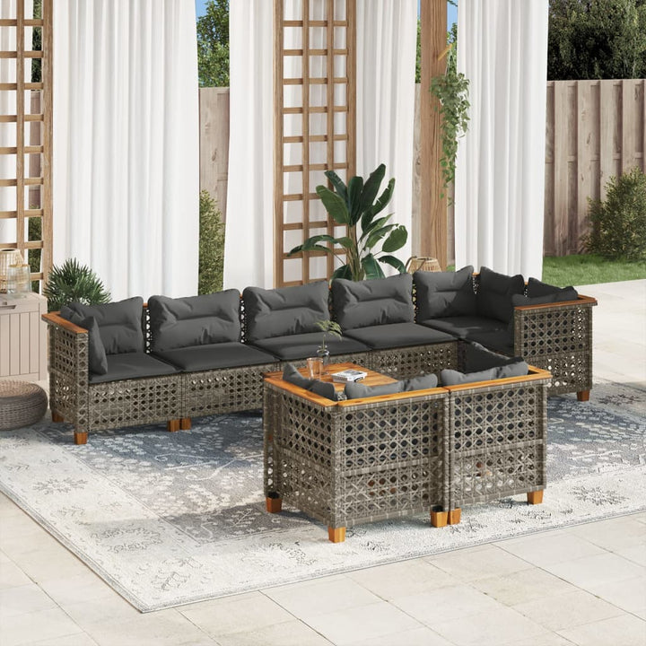 Set Mobilier De Grădină Cu Perne, 8 Piese, , Poliratan