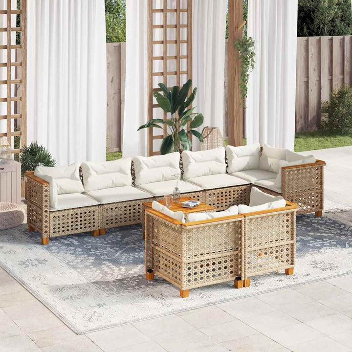 Set Mobilier De Grădină Cu Perne, 8 Piese, , Poliratan