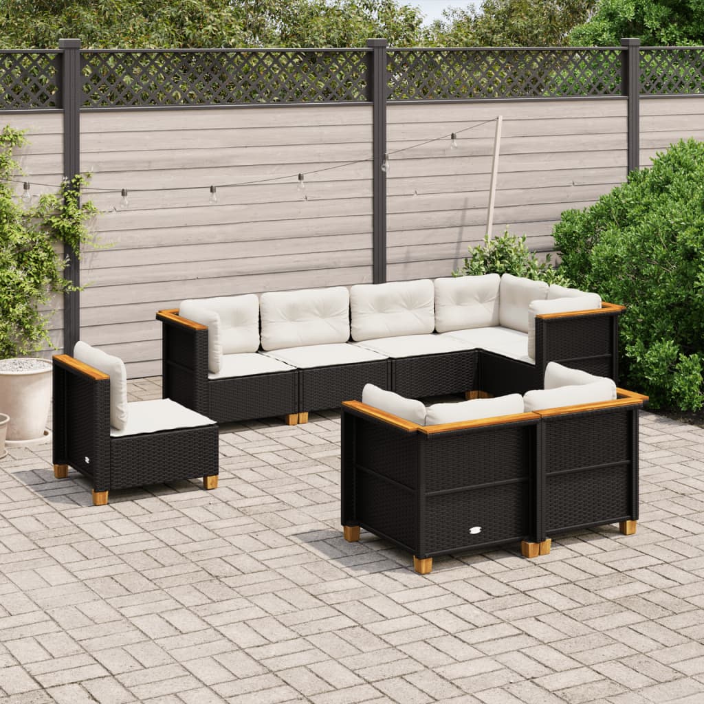 Set Canapele De Grădină Cu Perne, 8 Piese, , Poliratan
