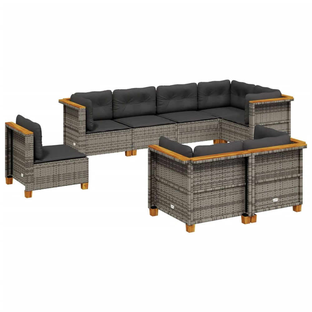 Set Canapele De Grădină Cu Perne, 8 Piese, , Poliratan