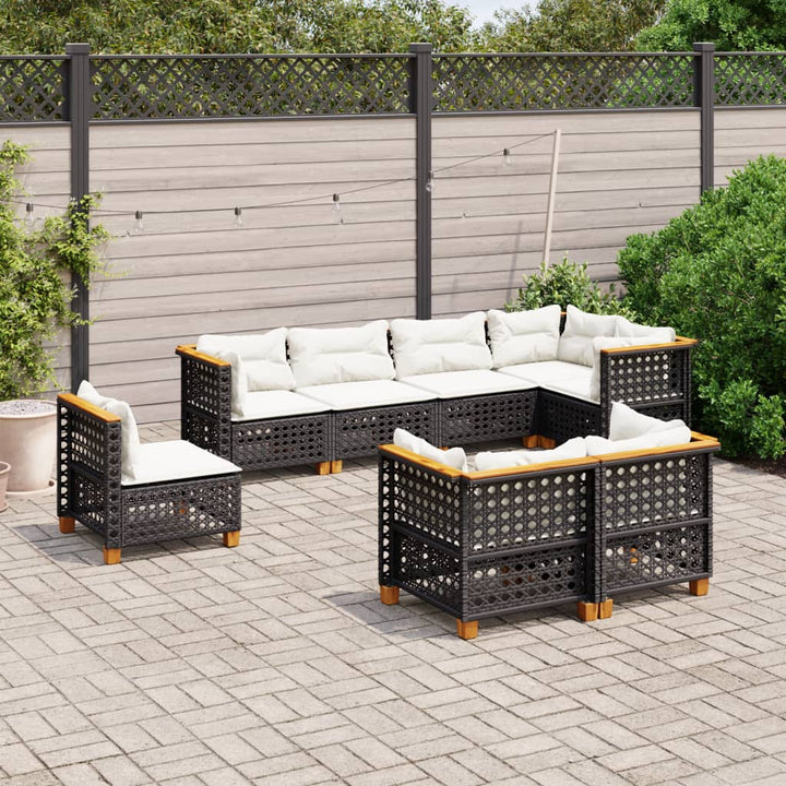 Set Canapele De Grădină Cu Perne, 8 Piese, , Poliratan
