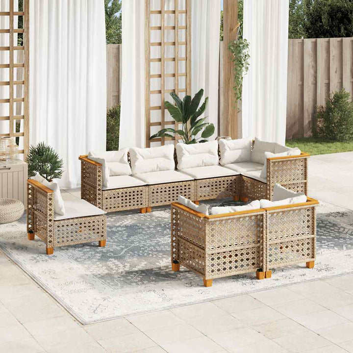 Set Canapele De Grădină Cu Perne, 8 Piese, , Poliratan