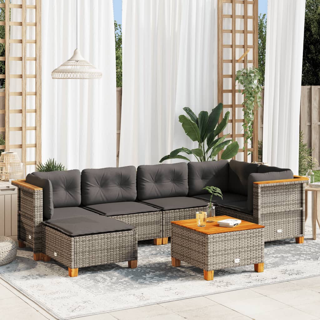 Set Canapele De Grădină, 7 Piese, Cu Perne, , Poliratan