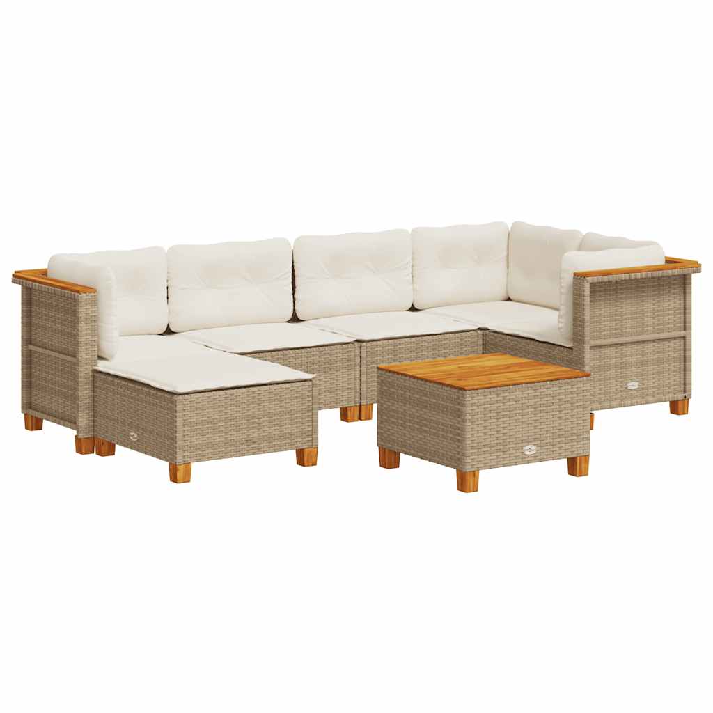 Set Canapele De Grădină, 7 Piese, Cu Perne, , Poliratan