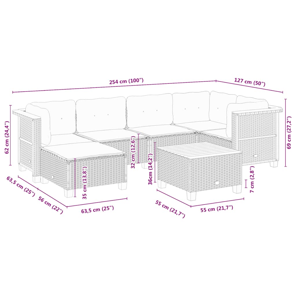 Set Canapele De Grădină, 7 Piese, Cu Perne, , Poliratan