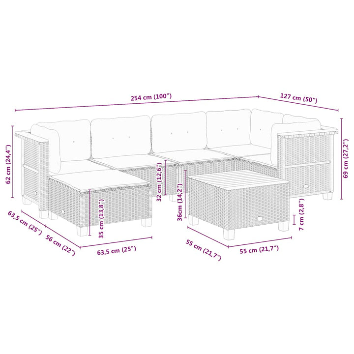 Set Canapele De Grădină, 7 Piese, Cu Perne, , Poliratan