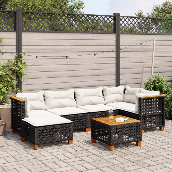 Set Canapele De Grădină, 7 Piese, Cu Perne, , Poliratan