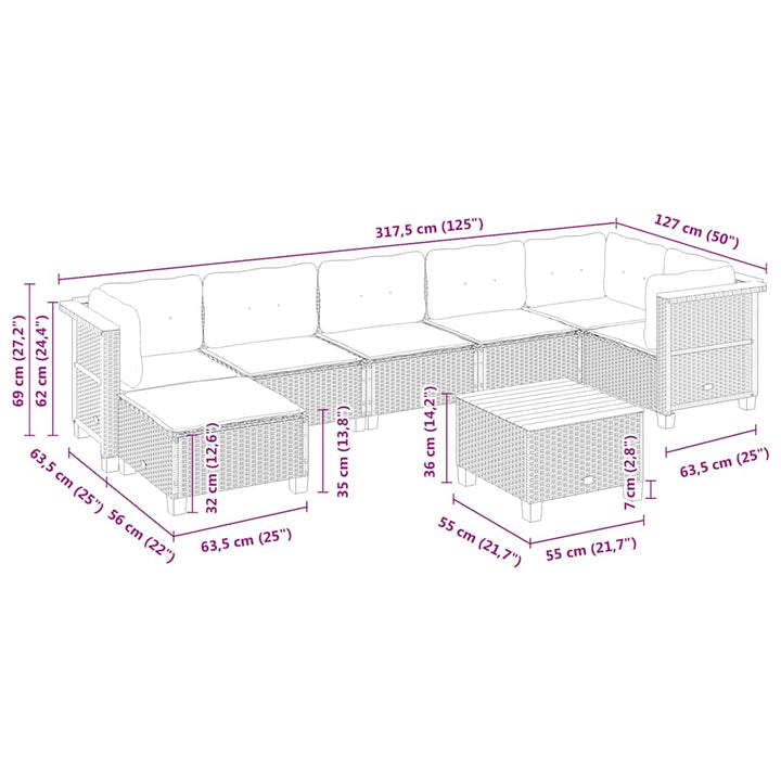 Set Canapele De Grădină, 8 Piese, Cu Perne, , Poliratan