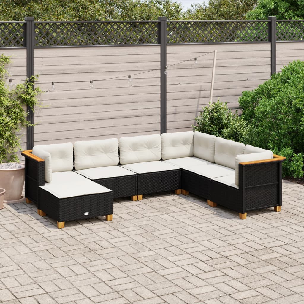 Set Canapele De Grădină, 7 Piese, Cu Perne, , Poliratan