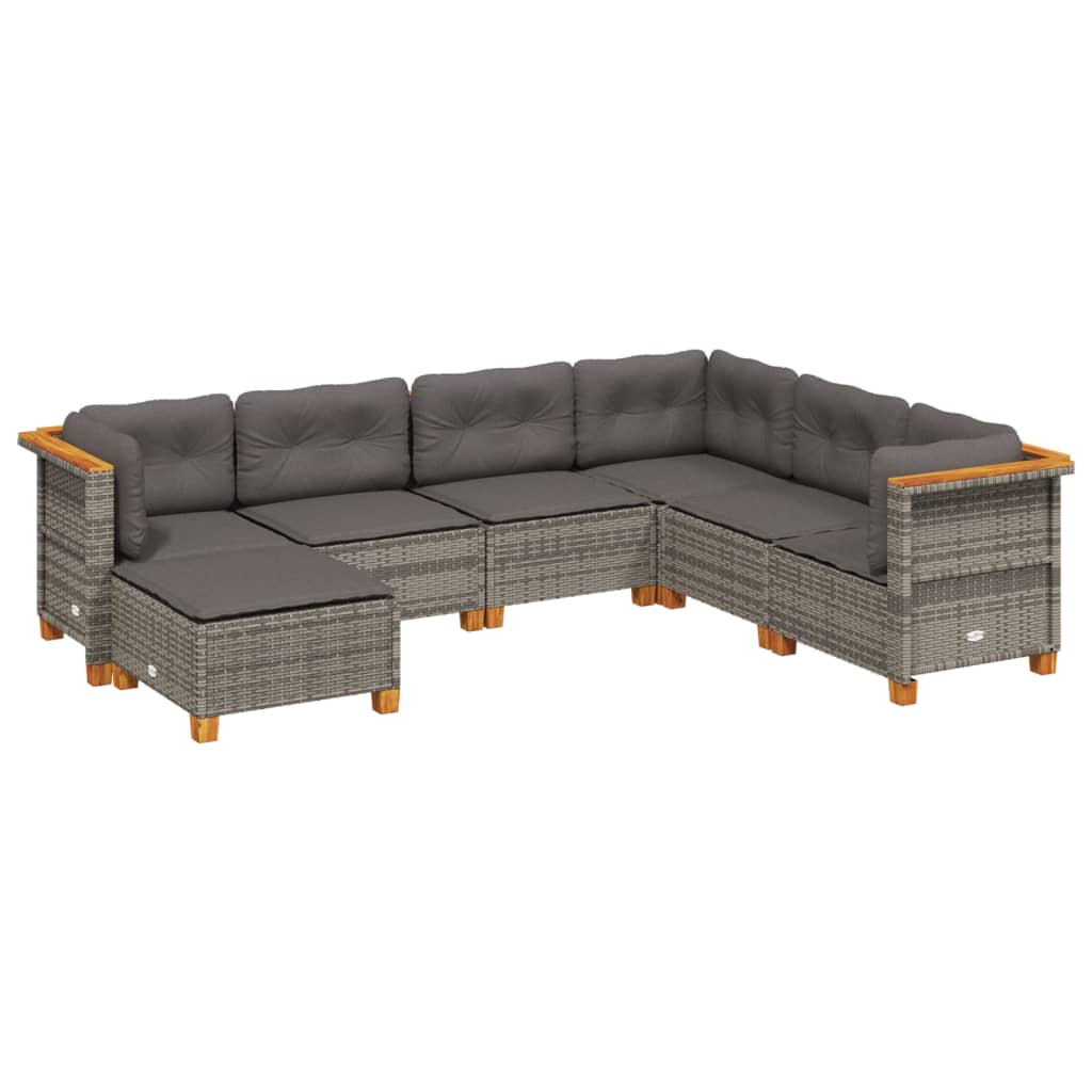 Set Canapele De Grădină, 7 Piese, Cu Perne, , Poliratan
