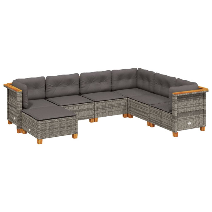 Set Canapele De Grădină, 7 Piese, Cu Perne, , Poliratan