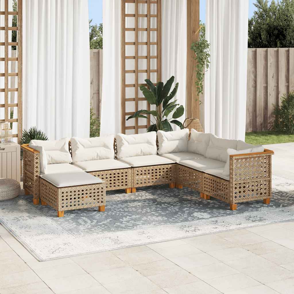 Set Canapele De Grădină, 7 Piese, Cu Perne, , Poliratan