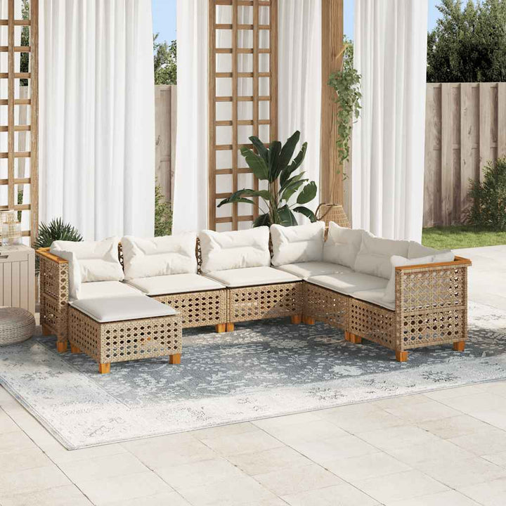 Set Canapele De Grădină, 7 Piese, Cu Perne, , Poliratan