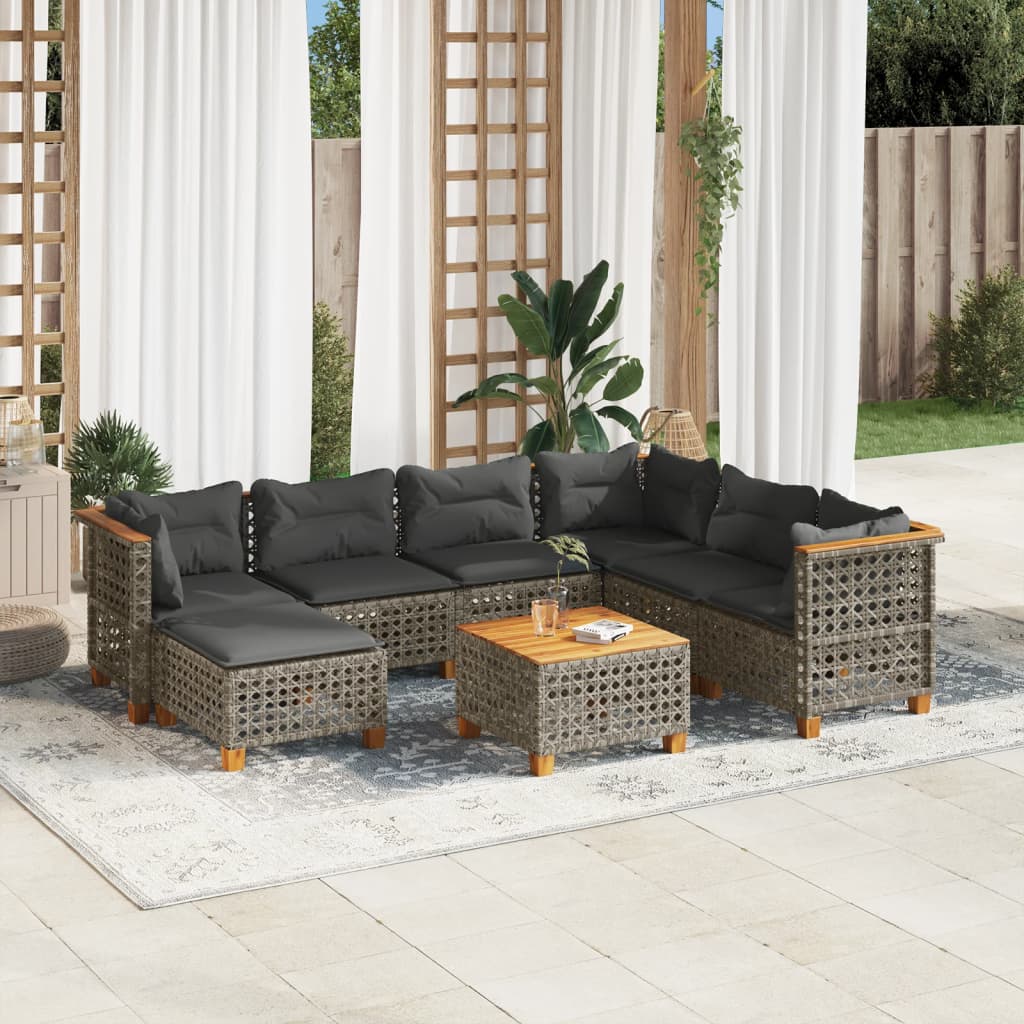 Set Canapele De Grădină, 7 Piese, Cu Perne, , Poliratan