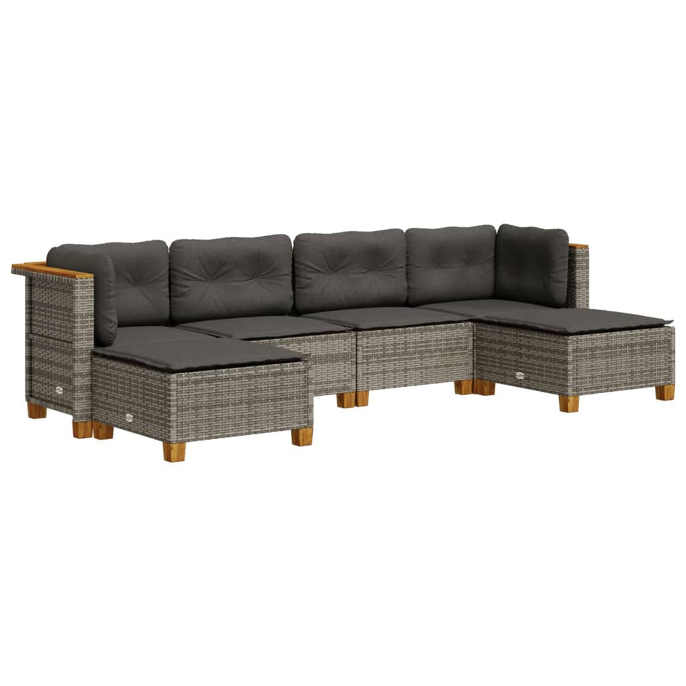 Set Mobilier Grădină Cu Perne, 6 Piese, , Poliratan
