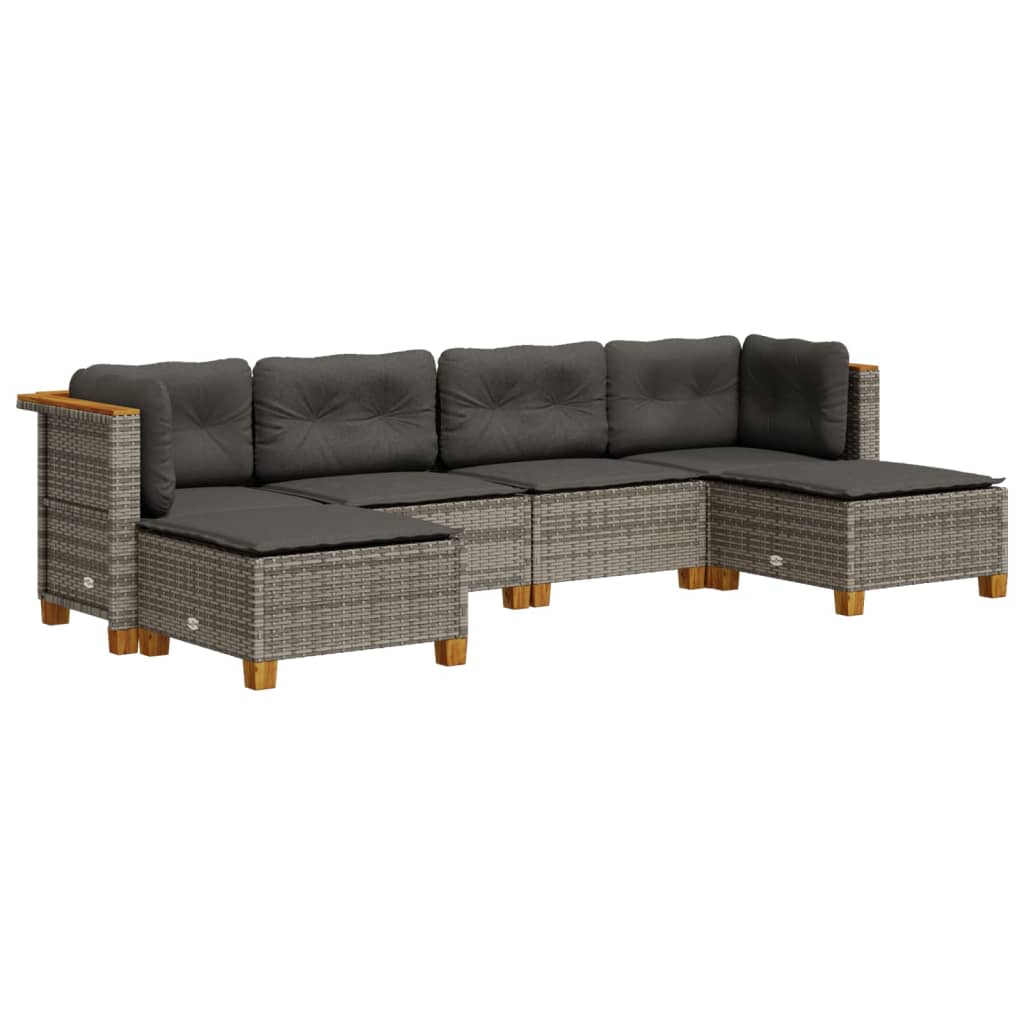 Set Mobilier Grădină Cu Perne, 6 Piese, , Poliratan