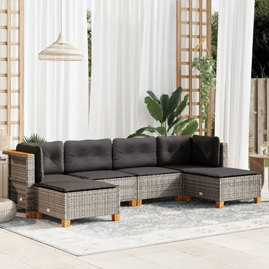 Set Mobilier Grădină Cu Perne, 6 Piese, , Poliratan