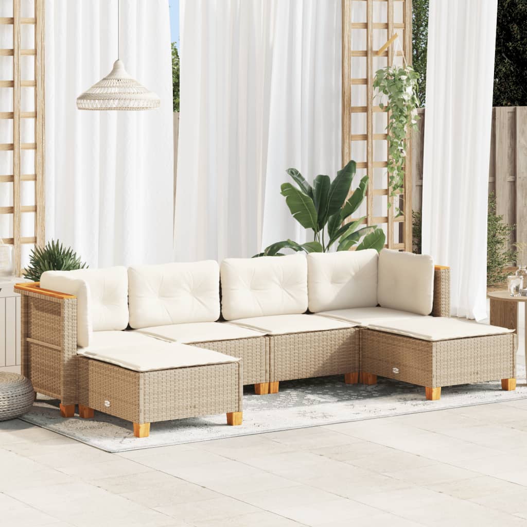 Set Mobilier Grădină Cu Perne, 6 Piese, , Poliratan