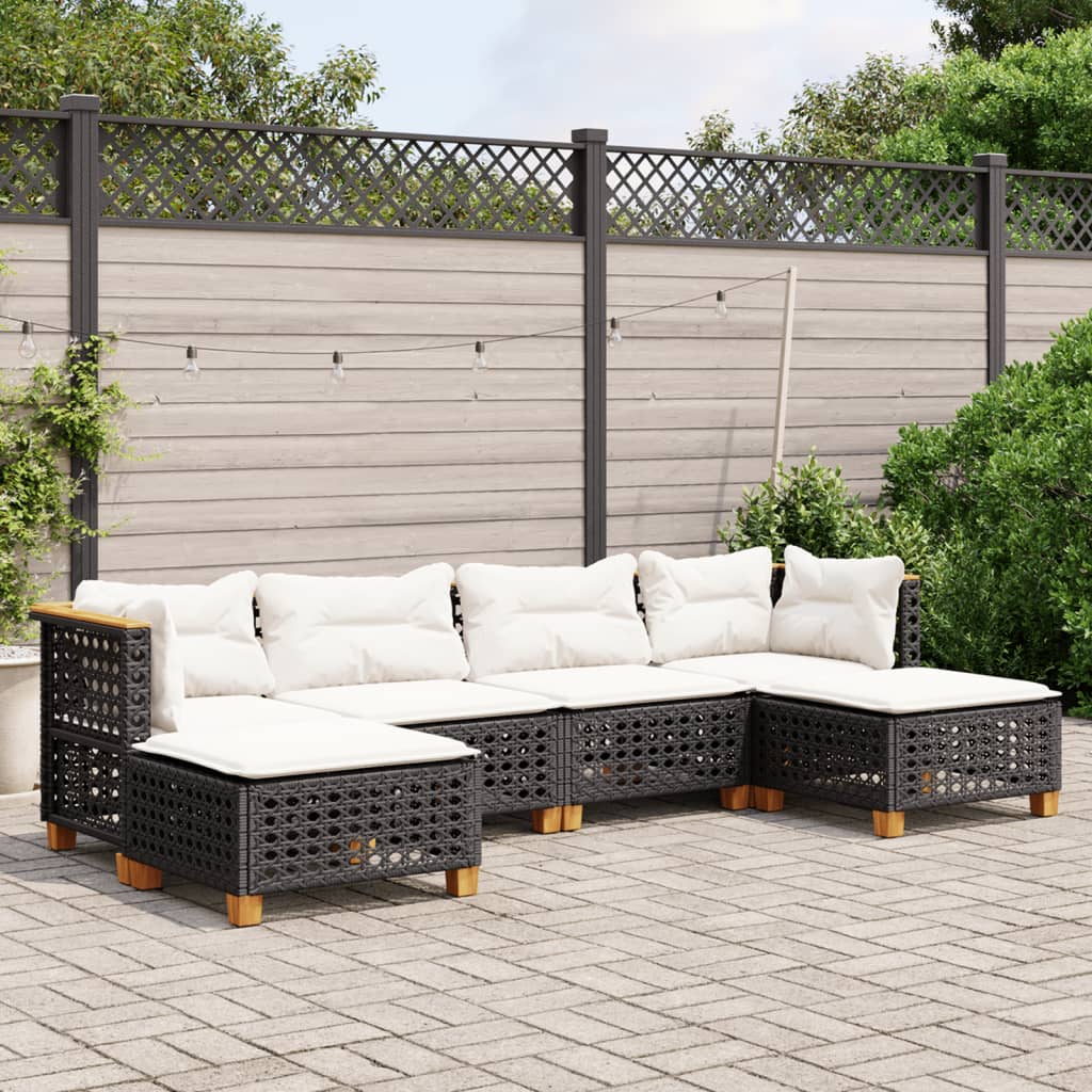 Set Mobilier Grădină Cu Perne, 6 Piese, , Poliratan