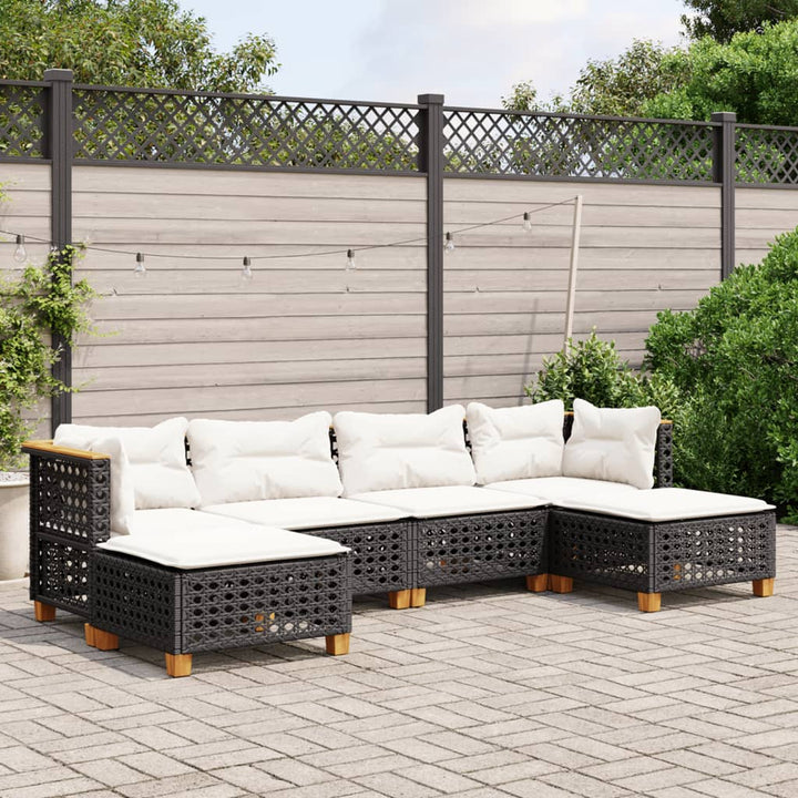 Set Mobilier Grădină Cu Perne, 6 Piese, , Poliratan