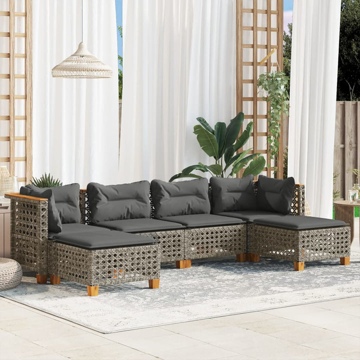 Set Mobilier Grădină Cu Perne, 6 Piese, , Poliratan