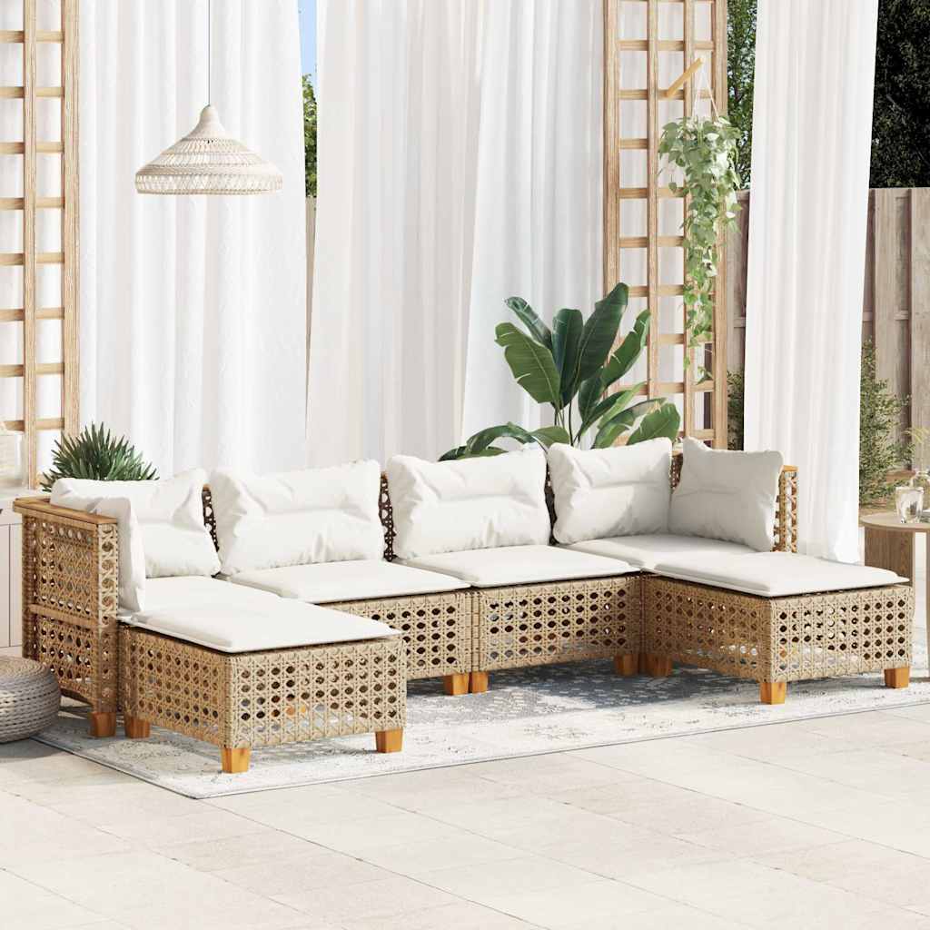 Set Mobilier Grădină Cu Perne, 6 Piese, , Poliratan