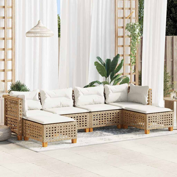 Set Mobilier Grădină Cu Perne, 6 Piese, , Poliratan