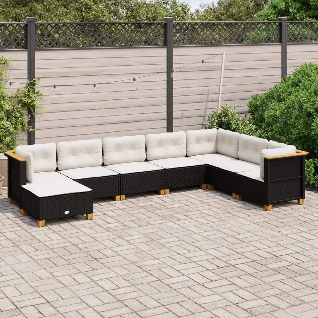 Set Canapele De Grădină Cu Perne, 8 Piese, , Poliratan