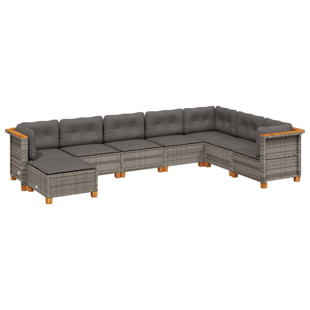 Set Canapele De Grădină Cu Perne, 8 Piese, , Poliratan