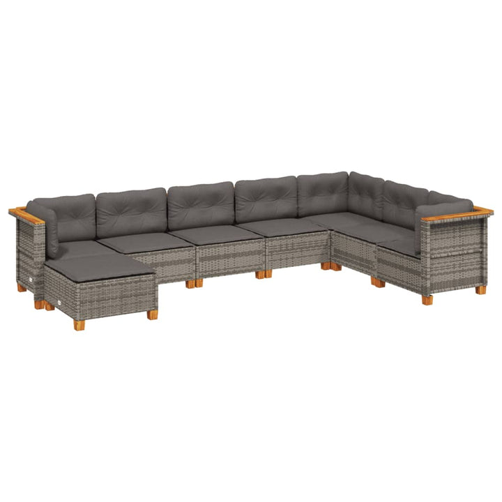 Set Canapele De Grădină Cu Perne, 8 Piese, , Poliratan