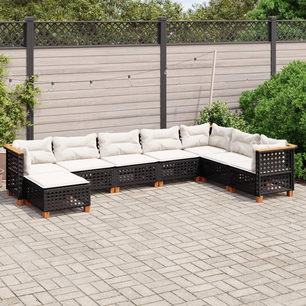 Set Canapele De Grădină Cu Perne, 8 Piese, , Poliratan