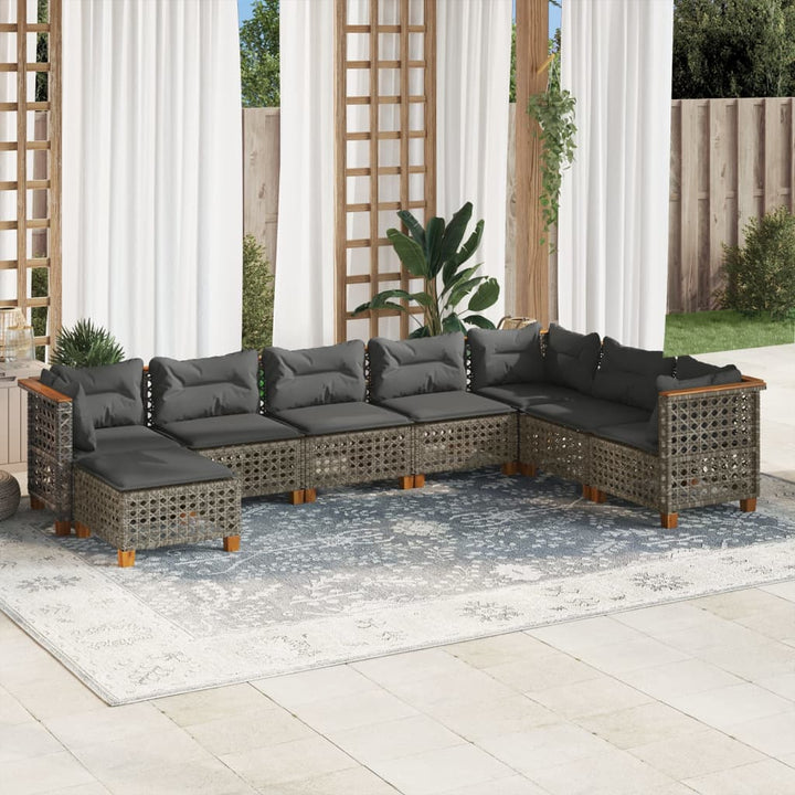 Set Canapele De Grădină Cu Perne, 8 Piese, , Poliratan