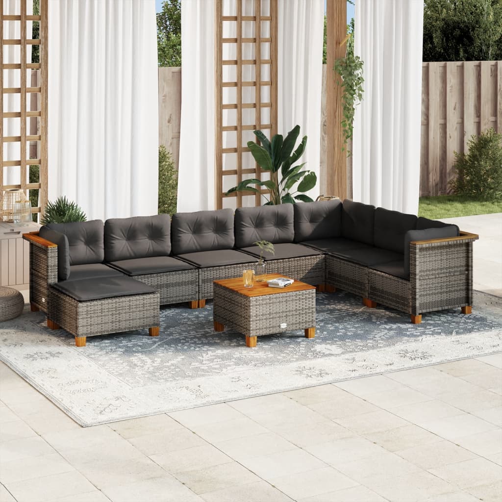 Set Canapele De Grădină Cu Perne, 8 Piese, , Poliratan