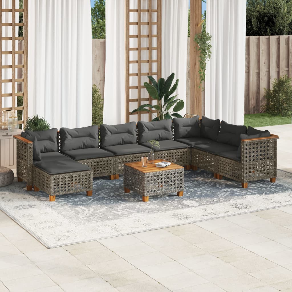 Set Canapele De Grădină Cu Perne, 8 Piese, , Poliratan