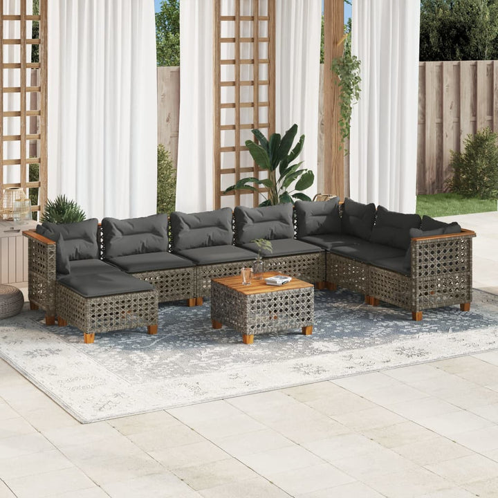 Set Canapele De Grădină Cu Perne, 8 Piese, , Poliratan