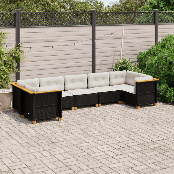 Set Canapele De Grădină, 7 Piese, Cu Perne, , Poliratan