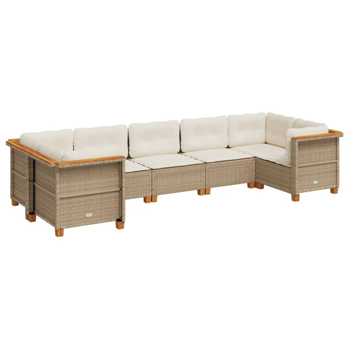 Set Canapele De Grădină, 7 Piese, Cu Perne, , Poliratan