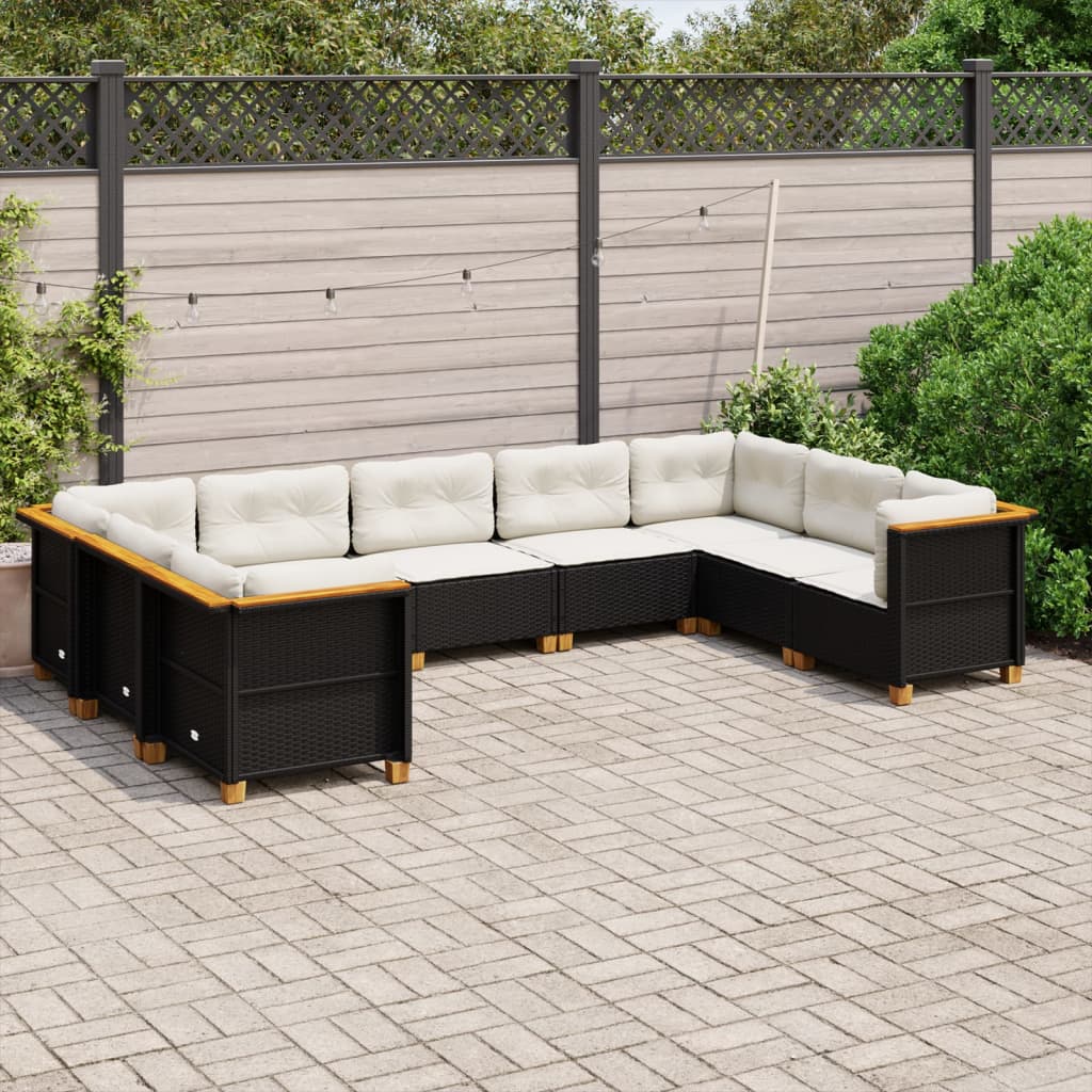 Set Canapele De Grădină Cu Perne, 10 Piese, , Poliratan